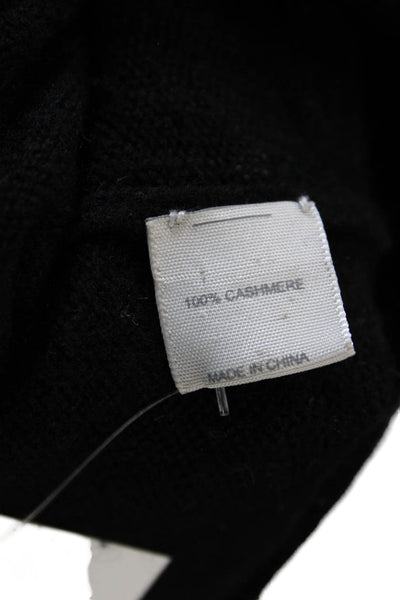 Designer Womens 3/4 Sleeve Crew Neck Cashmere Knit Sweater Black Size Small