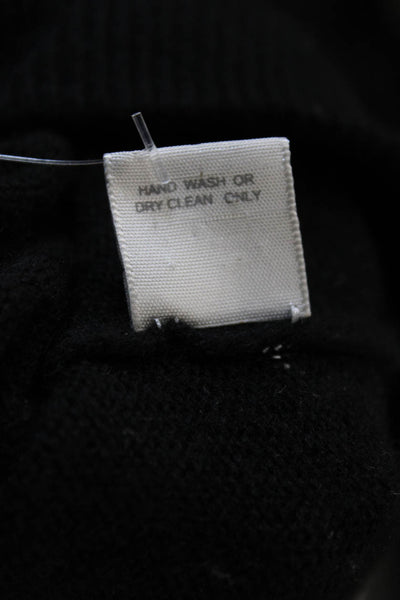 Designer Womens 3/4 Sleeve Crew Neck Cashmere Knit Sweater Black Size Small
