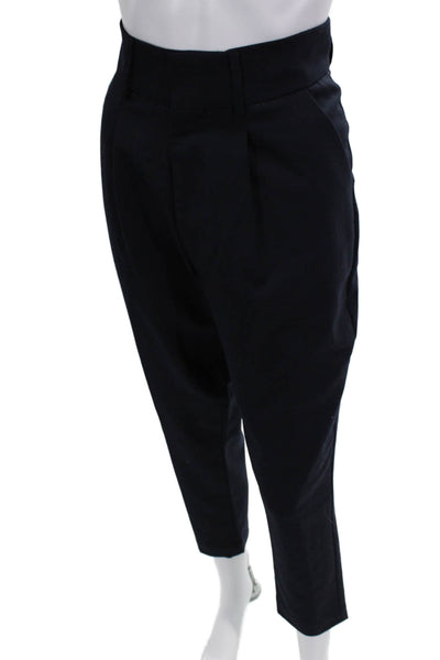 Sibel Saral Womens Zipper Fly High Rise Straight Leg Pants Navy Wool Size XS