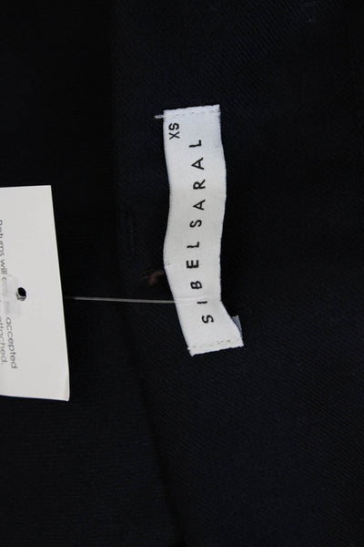 Sibel Saral Womens Zipper Fly High Rise Straight Leg Pants Navy Wool Size XS