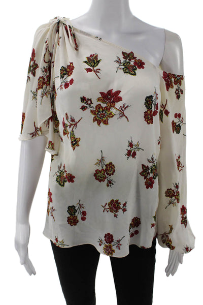 ALC Womens Textured Long Sleeve Floral Printed Blouse White Size 04