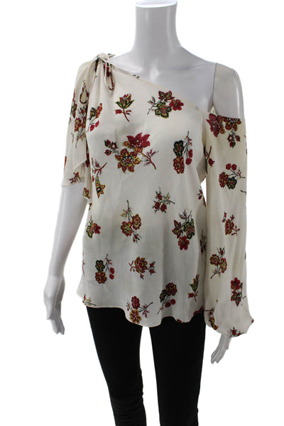 ALC Womens Textured Long Sleeve Floral Printed Blouse White Size 04