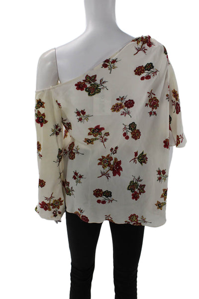 ALC Womens Textured Long Sleeve Floral Printed Blouse White Size 04