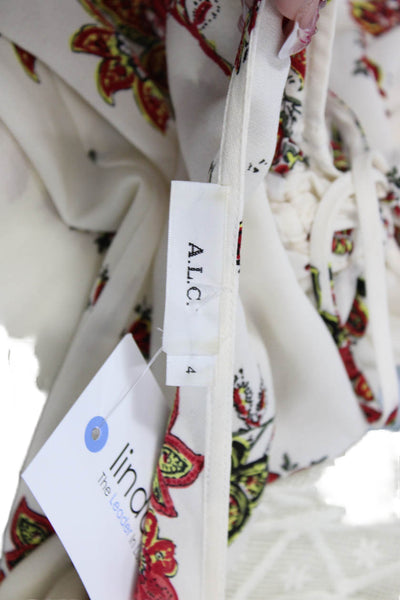 ALC Womens Textured Long Sleeve Floral Printed Blouse White Size 04