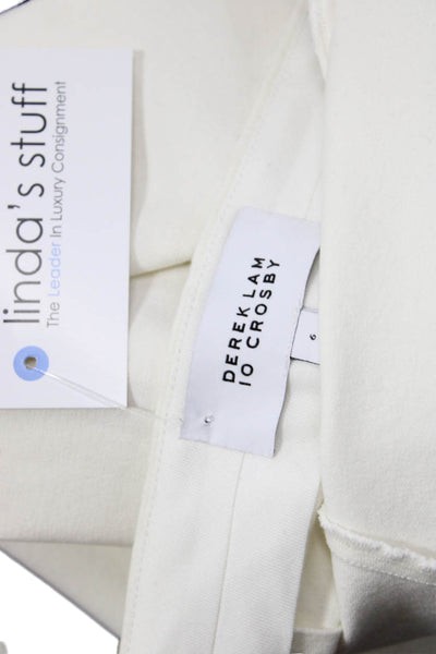 10 Crosby Derek Lam Womens Zip Pleated Wide Leg Pants White Size 06