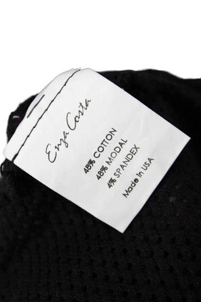 Enza Costa Womens Elastic Waist Long Sheer Slit Skirt Black Size M