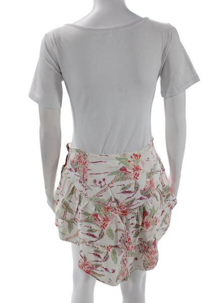 Mother Womens Cotton Zip Floral Printed Tier Skirt White Size EUR 29