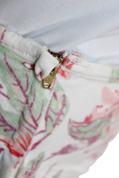 Mother Womens Cotton Zip Floral Printed Tier Skirt White Size EUR 29