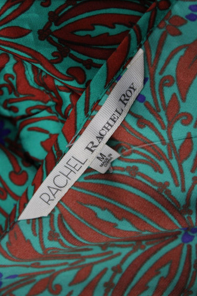 Rachel Rachel Roy Womens Floral Print Round Neck Sleeveless Romper Green Size M