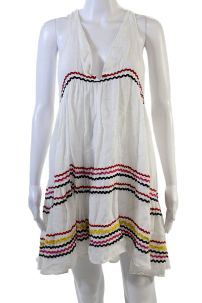Muche Et Muchette Womens Linen Striped Sleeveless Dress White Size OS