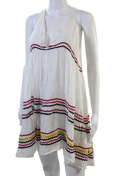 Muche Et Muchette Womens Linen Striped Sleeveless Dress White Size OS