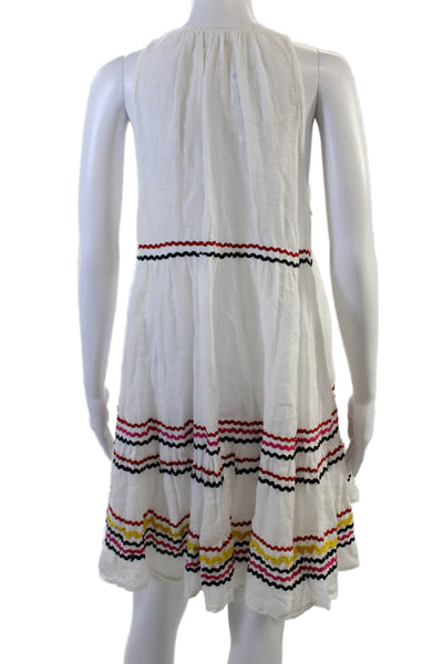 Muche Et Muchette Womens Linen Striped Sleeveless Dress White Size OS