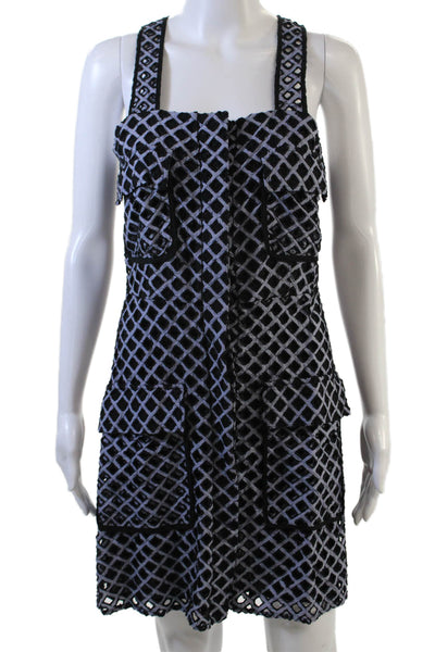 Kendall + Kylie Womens Cut Out Sleeveless Button Up Dress Blue Size L