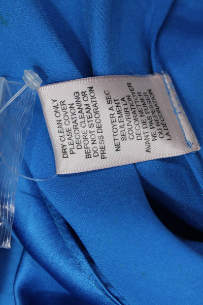 Rebecca Taylor Womens Silk Solid V-Neck Sleeveless Mini Dress Blue Size 6