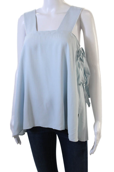 Helmut Lang Womens Solid Square Neck Tank Top Blouse Blue Size M