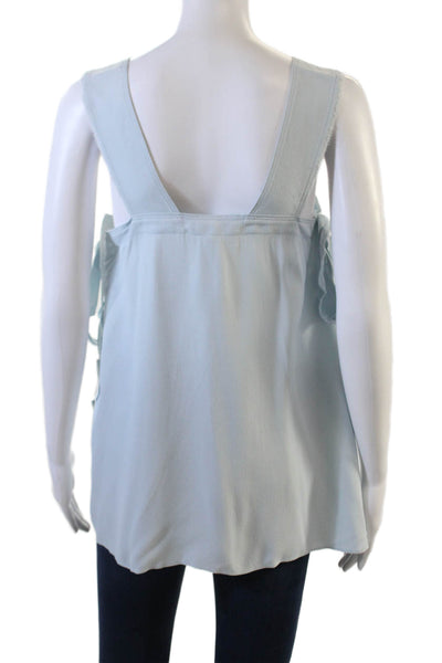 Helmut Lang Womens Solid Square Neck Tank Top Blouse Blue Size M