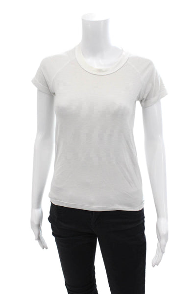 Lululemon Womens Round Neck Short Sleeve Stripe Top White Size S