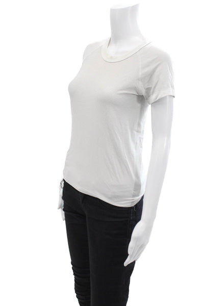 Lululemon Womens Round Neck Short Sleeve Stripe Top White Size S