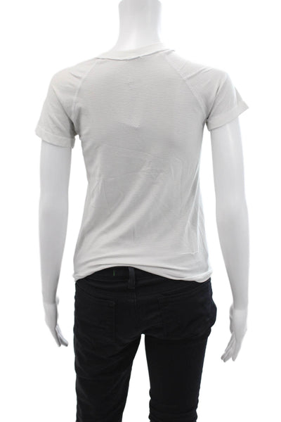 Lululemon Womens Round Neck Short Sleeve Stripe Top White Size S