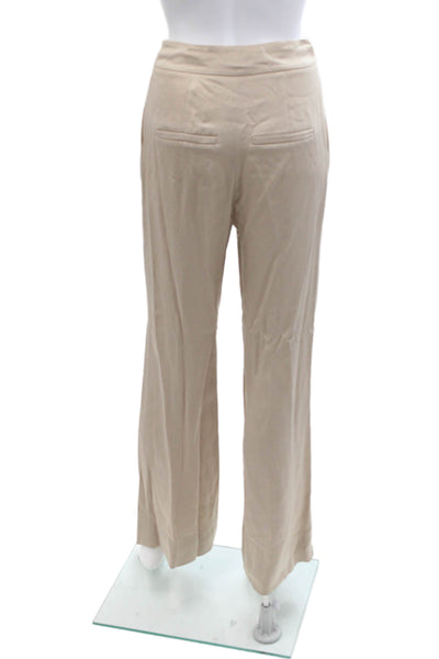 Veronica Beard Womens Shiny Pleated Front Straight Leg Pants Beige Size 00