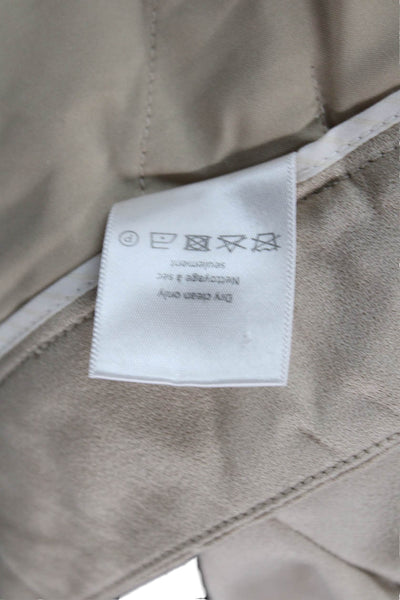 Veronica Beard Womens Shiny Pleated Front Straight Leg Pants Beige Size 00