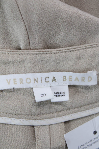 Veronica Beard Womens Shiny Pleated Front Straight Leg Pants Beige Size 00
