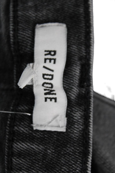 Re/Done Womens Cotton Skinny Fit Straight Leg Button Fly Denim Jeans Black 25