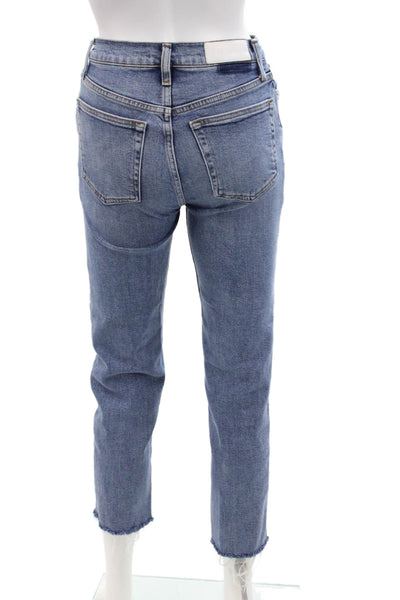 Re/Done Womens Cotton Straight Leg Button Fly Denim Jeans Medium Blue 25