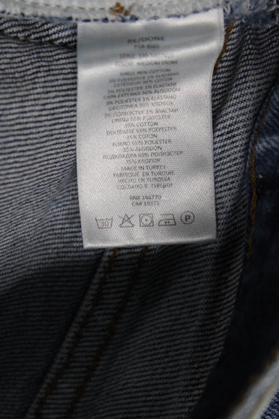 Re/Done Womens Cotton Straight Leg Button Fly Denim Jeans Medium Blue 25