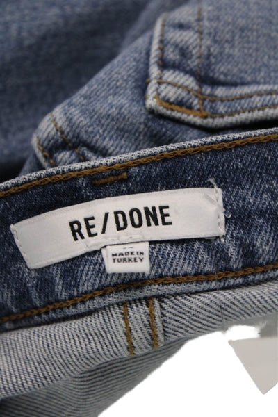 Re/Done Womens Cotton Straight Leg Button Fly Denim Jeans Medium Blue 25