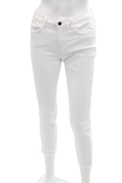 L'Agence Womens Classic Rise Skinny Fit Straight Leg Zip Fly Jeans White Size 25
