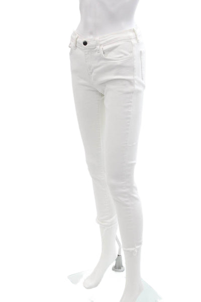 L'Agence Womens Classic Rise Skinny Fit Straight Leg Zip Fly Jeans White Size 25