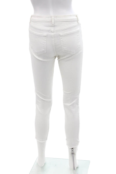 L'Agence Womens Classic Rise Skinny Fit Straight Leg Zip Fly Jeans White Size 25