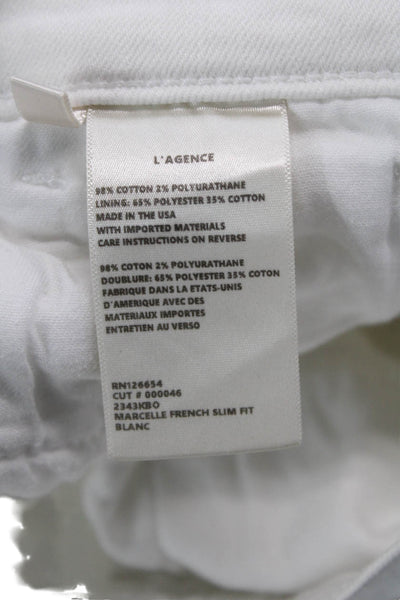 L'Agence Womens Classic Rise Skinny Fit Straight Leg Zip Fly Jeans White Size 25