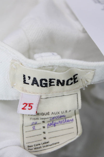 L'Agence Womens Classic Rise Skinny Fit Straight Leg Zip Fly Jeans White Size 25