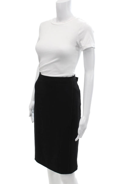 Elie Tahari Womens Textured Pleated Slit Pencil Skirt Black Size M