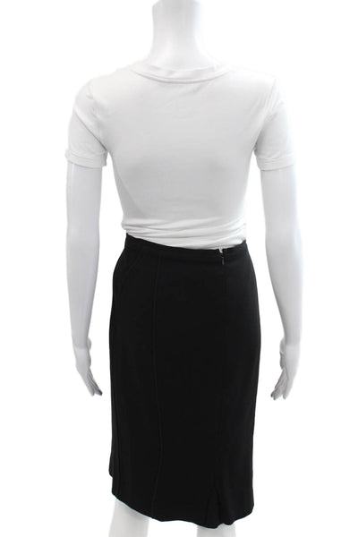 Elie Tahari Womens Textured Pleated Slit Pencil Skirt Black Size M