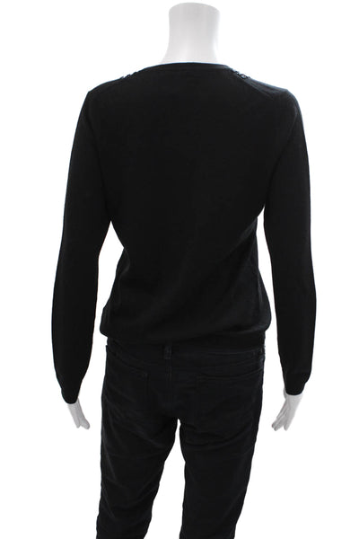 346 Brooks Brothers Womens Long Sleeve Beaded Knit Top Black Size M