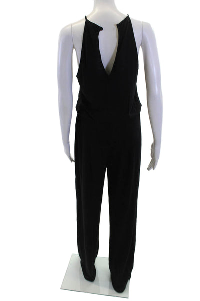 Lanston Womens Crew Neck Sleeveless Straight Leg Jumpsuit Black Size M