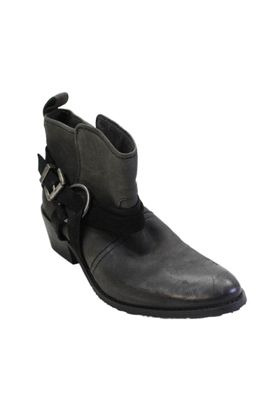 Sacha London Womens Leather Belted Ankle Boots Grey Black Size 38 8