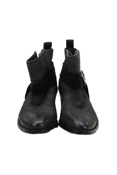 Sacha London Womens Leather Belted Ankle Boots Grey Black Size 38 8