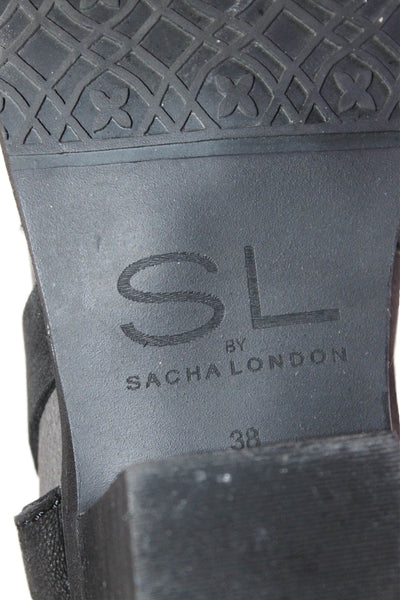 Sacha London Womens Leather Belted Ankle Boots Grey Black Size 38 8