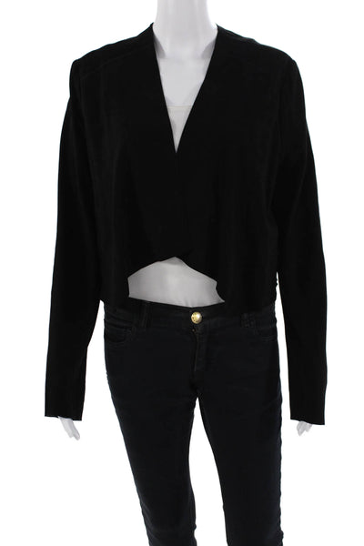 Cigno Nero Womens Suede Open Front Cropped Jacket Black Size EUR 42