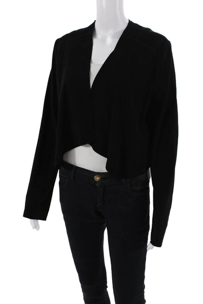 Cigno Nero Womens Suede Open Front Cropped Jacket Black Size EUR 42
