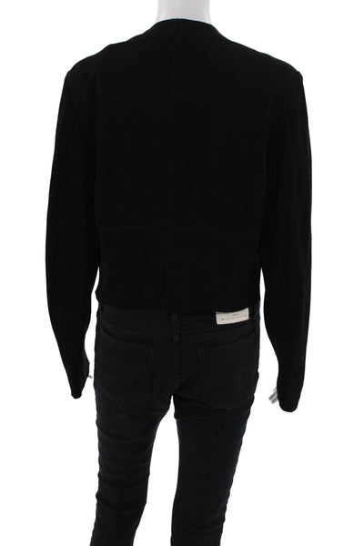 Cigno Nero Womens Suede Open Front Cropped Jacket Black Size EUR 42