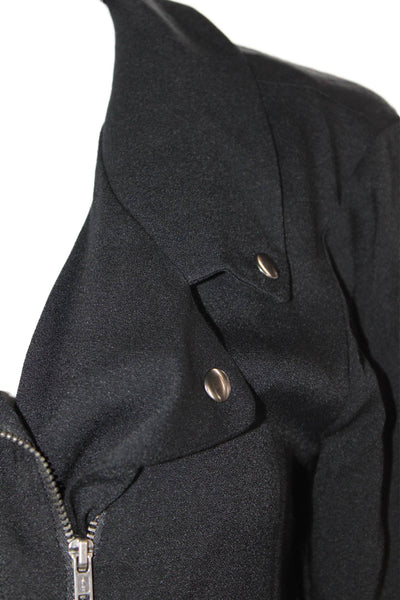 Ella Moss Womens Crew Neck Full Zipper Wrap Jacket Black Size Small