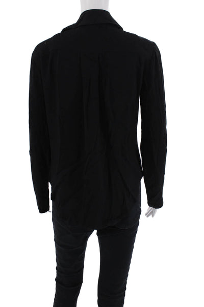 Ella Moss Womens Crew Neck Full Zipper Wrap Jacket Black Size Small
