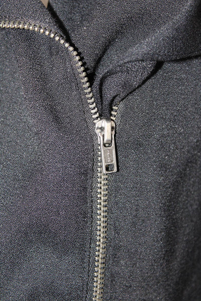Ella Moss Womens Crew Neck Full Zipper Wrap Jacket Black Size Small