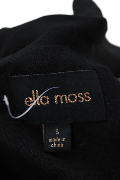 Ella Moss Womens Crew Neck Full Zipper Wrap Jacket Black Size Small