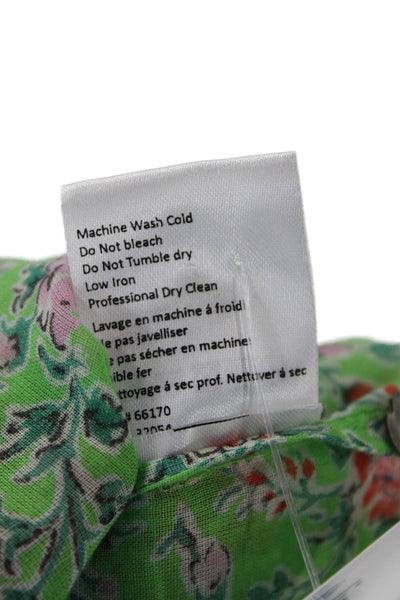 Banjanan Womens Floral Print Blouse Green Cotton Size Extra Small